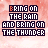 pixelated text icons displaying 'BRING ON THE RAIN AND BRING ON THE THUNDER' with varying letter color changes