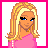 A 4x4 contact sheet of pixel art frames showing a blonde cartoon character in pink pajamas with repeated "PrEtTy iN." and "PiNk!" text elements across multiple panels.