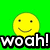 Four yellow smiley faces with distinct expressions and text labels on a green background.
