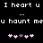 Pixelated text and heart symbols on black background with animated color changes in the hearts.