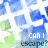 blue and green patterned with partial text reading "CAN I escape?" in white and black lettering across multiple