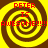 Four identical spiral patterns with red text reading "PETER IS AWESOME!!!!!" on a yellow and brown background.