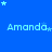 Blue background with repeated light blue text "Amanda" and scattered star symbols in various positions.