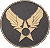 A static contact sheet showing two adjacent frames of a pixelated animated icon: left frame features an Air Force-style winged star emblem on dark background, right frame shows green text "Original Icons .com" on dark background.