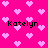 A static image with a bright pink background covered in light pink pixelated hearts, featuring four instances of the name "Katelyn" in black pixelated text.