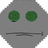 Two gray diamond-shaped show a face with green eyes and a horizontal line mouth; below are a laptop and a mushroom cloud image