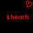 Red pixelated heart symbol above two identical red text strings on black background.