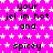 A static image with a bright pink background covered in white star patterns, displaying repeated text phrases in black pixelated font.