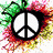 Six peace sign icons arranged in a , each with distinct color schemes and backgrounds