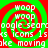 A static image with red and green spiral patterns overlaid by repeated white text fragments including 'woop', 'google search', 'icons 1s', and 'ake moving' on a bright background.