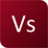 Red square icon with rounded corners displaying white 'Vs' text in pixelated font against solid background.