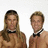 Two shirtless individuals with bow ties stand side-by-side against a white background, while the right displays 'WOOO' and 'HAPPY' text on black