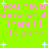 Pixelated text on bright green background with light blue stars, repeating 'you never know what there til its gone' in pink letters.