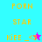 Pixelated text and star symbols on cyan, purple, and magenta backgrounds with animated color changes.
