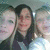 Three people in a group photo with one person's face obscured by a blue heart-shaped icon, and another version showing red text overlay.