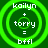 Green circular icon with white text reading 'kailyn + torry = bffl' in four identical quadrants on a dark green background.