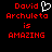 Red pixelated text on black background reads 'David Archuleta is AMAZING' with a white heart symbol replacing the letter O in David.