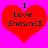 Two identical red heart-shaped icons with black text on a bright pink background, each displaying 'I Love Shawn<3' in pixelated font.