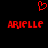 Red pixelated text 'ARIELLE' appears twice on black background with red heart symbol above center.