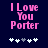 Pixelated pink text "I Love You Porter" on dark blue background with white and gray plus signs below.
