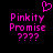Pixelated pink text and symbols on black background with heart symbol above left text block.