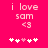 Pixelated text and symbols on a bright pink background with animated heart variations.