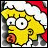 Animated pixel art of a yellow cartoon character with a Santa hat, mouth open, and text 'MAGGIE' below, cycling through mouth positions.