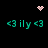 Pixel art animation featuring teal text <3ily<3 with pink heart and starburst symbols on black background, alternating between two states.