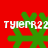 Red background with four green snowflake icons and white text reading 'TYLERR22' in pixelated font across all four positions.