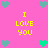 Pixelated pink background with yellow text "I LOVE YOU" and alternating teal and green heart icons arranged in a pattern