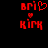 Red pixelated text 'Bri' with a heart symbol above 'Kink' on black background, two versions side-by-side.