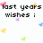 Pixelated text reads 'last years are this wishes i years apologies' with scattered colorful heart shapes on white background.