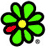 Green flower with black outlines, yellow center, and one red petal on a white background.