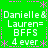 Green background with white text reading "Danielle & Lauren= BFFS 4 ever" and pink asterisks, repeated in a pattern