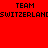 Four pixelated display 'TEAM SWITZERLAND' text in black on red, pink, white, and light pink backgrounds