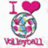 Pixelated icon shows 'I' in pink, a large pink heart above a colorful globe with visible continents and grid lines, and 'WORLD' below.