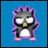 A pixelated contact sheet showing two frames of an animated buddy icon with a cartoon character on blue background and "Anime IM" text on black background.