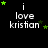 Black background with white text 'i love kristian' and green stars in various positions