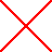 Red X symbol formed by four diagonal lines intersecting at center on white background, rendered in pixelated style with uniform red segments.
