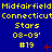 Blue background with yellow text repeating 'Midfairfield Connecticut' and 'Stars 03-09 #19', some instances marked by red stars or Xs.