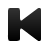 Black pixelated 'K' shape on light gray background with gradient shading and soft anti-aliasing edges.