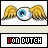 Animated icon with blue eye and golden wings, text "VON DUTCH" in red and black, alternating between winged eye and text-only states.