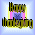 Animated icon with 'Happy Birthday' text above a turkey, transitioning from full body to head-only view against light blue background.