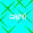 Cyan background with green diamond-shaped pattern and four instances of the text 'cami' in white pixelated font