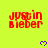 Red pixelated text 'justin bieber' on bright yellow background with purple heart symbols, some text slightly blurred.