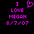 Pixelated text and heart symbol in bright pink on black background, with date below.
