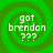 Green spiral background with white pixelated text reading 'got brendon ???' in four identical quadrants.