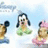 Three cartoon characters with distinct outfits and colors against a light blue background, each in a static pose.