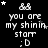 Pixelated text and symbols on a black background with white stars, displaying 'you are my shinin starr ;D' in multiple