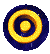 Animated golden torus rotating against dark blue background with pixelated edges.